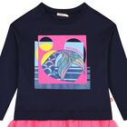 Girls Navy Blue & Pink Tulle Dress, 1, hi-res