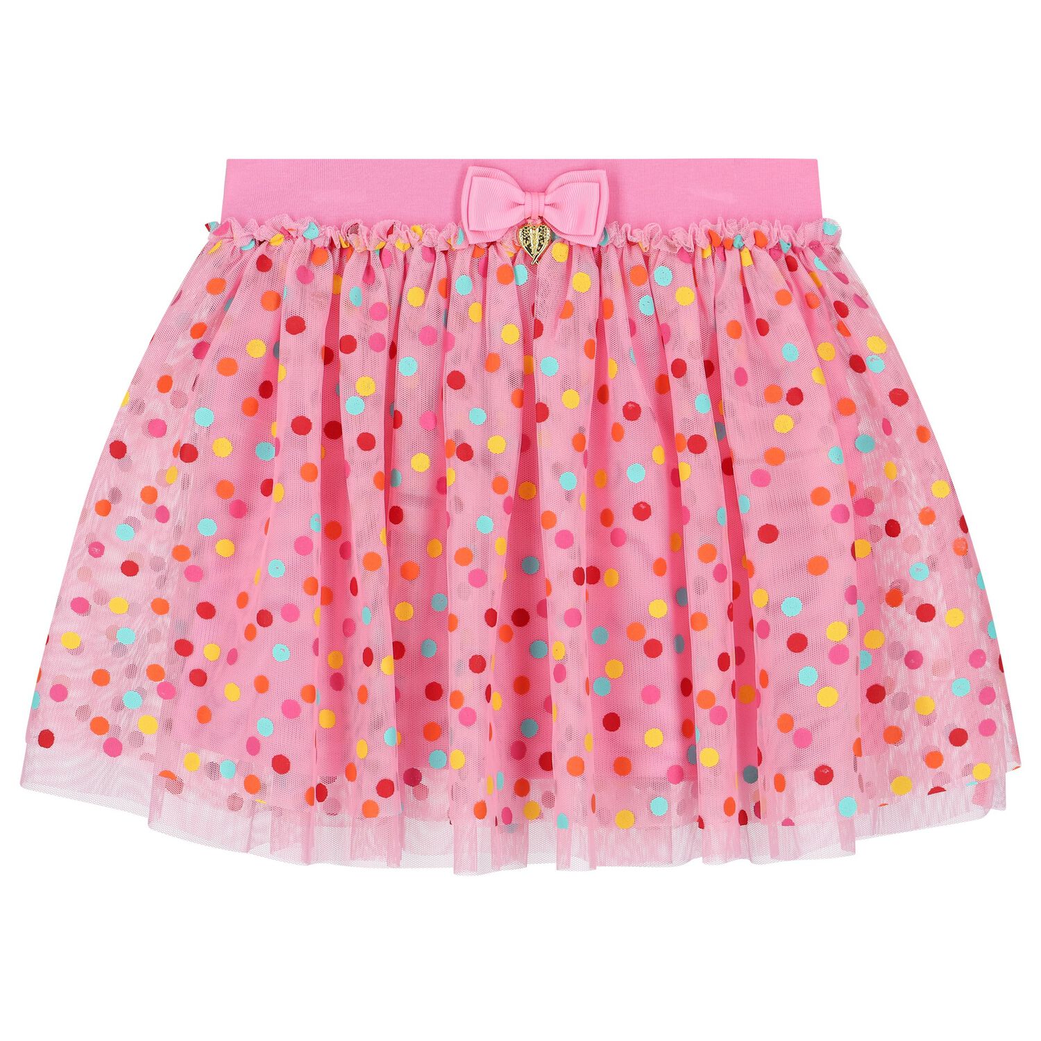 Girls Pink Dot Tulle Skirt, 2, hi-res