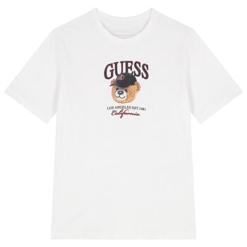 Boys White Teddy Bear T-Shirt