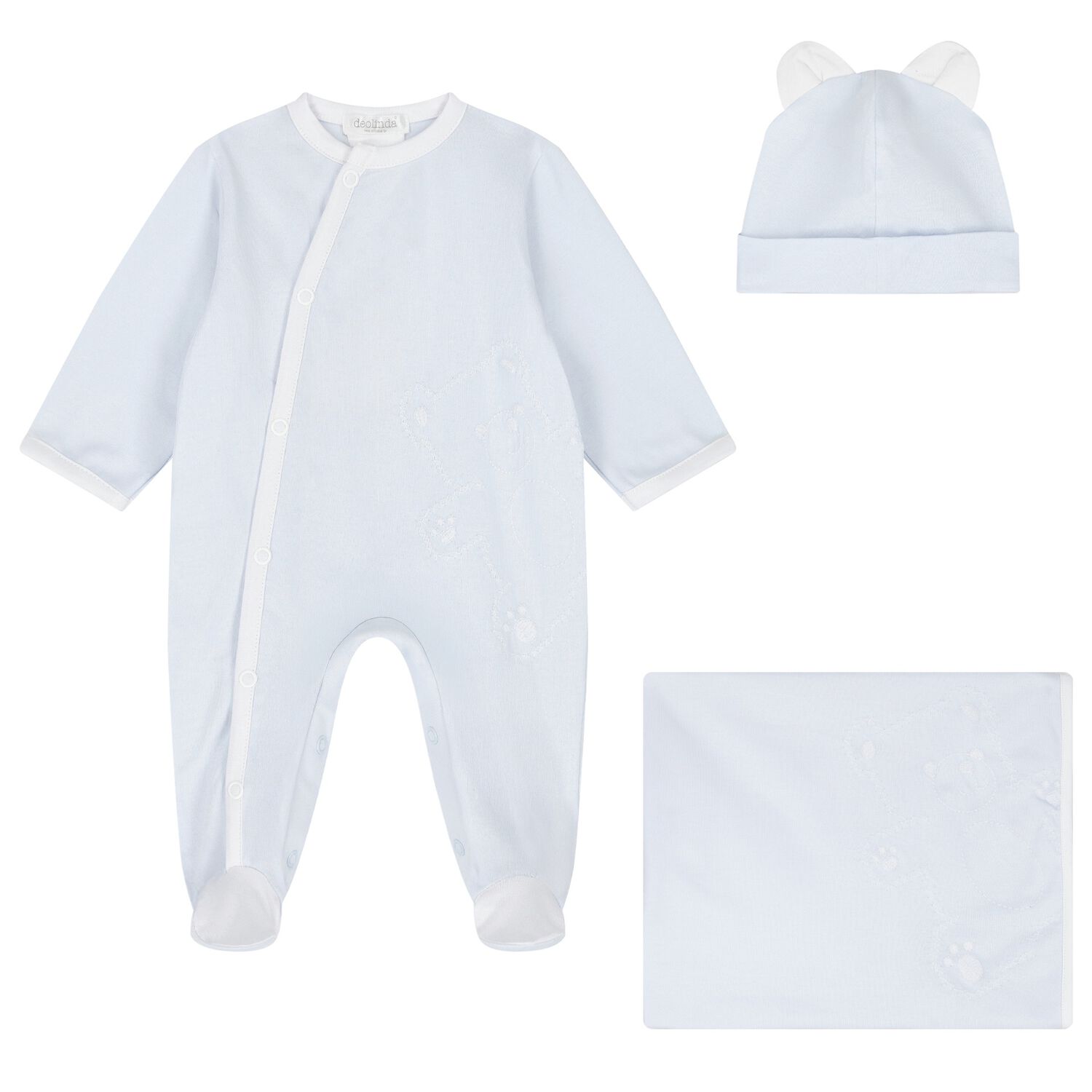 Baby Boys Blue Teddy Bear Babygrow Gift Set, 1, hi-res