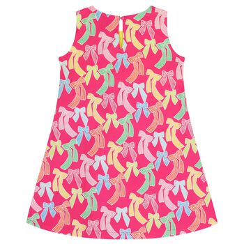 Girls Pink & Yellow Bow Dress