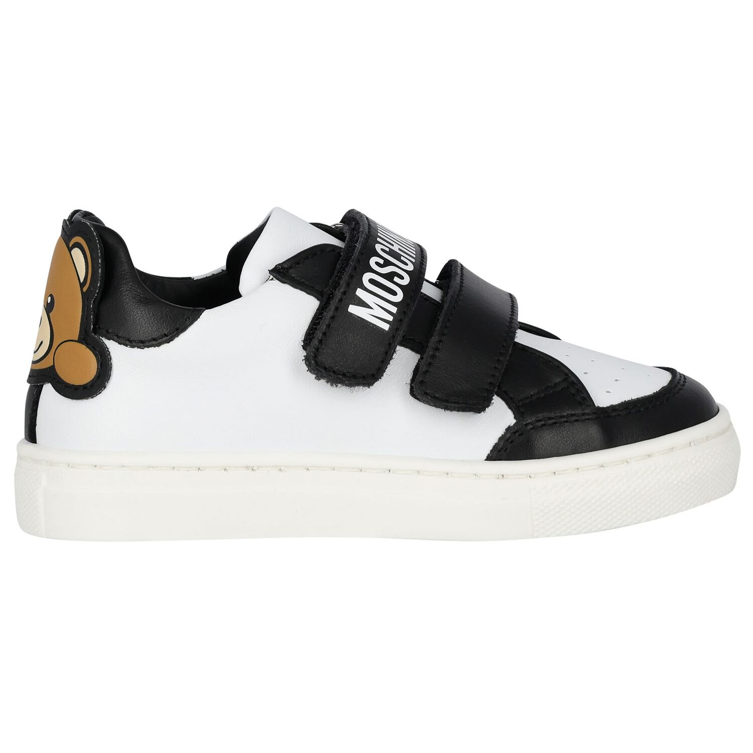 White & Black Teddy Bear Logo Trainers, 1, hi-res image number null