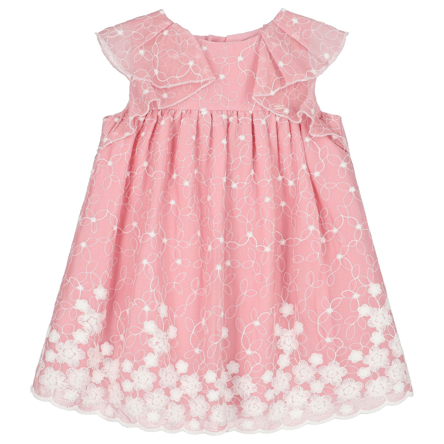 Younger Girls Pink Embroidered Dress, 1, hi-res