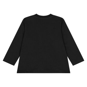 Younger Black Teddy Bear Logo Long Sleeve Top