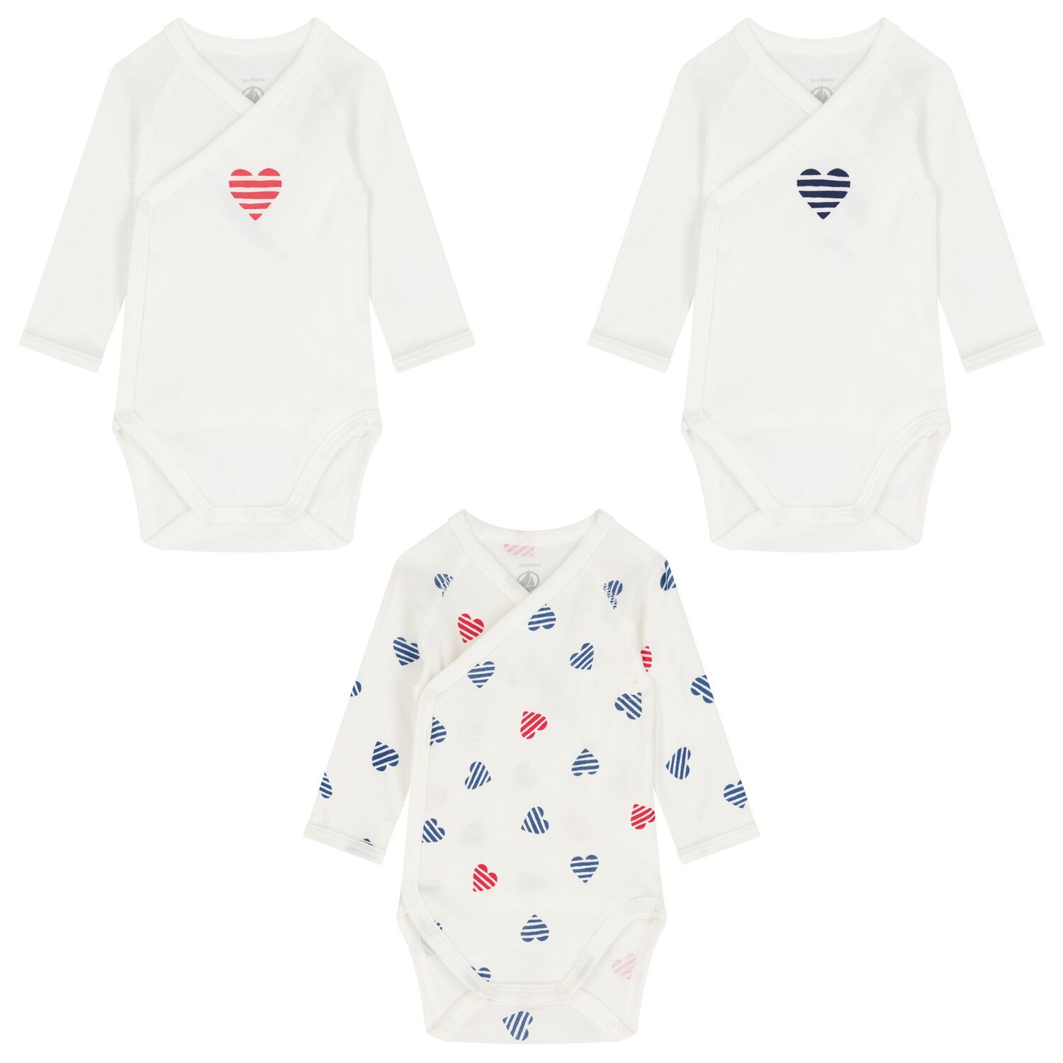 White Hearts Baby Bodysuit ( 3-Pack ), 1, hi-res