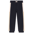 Girls Navy Blue Logo Joggers, 2, hi-res