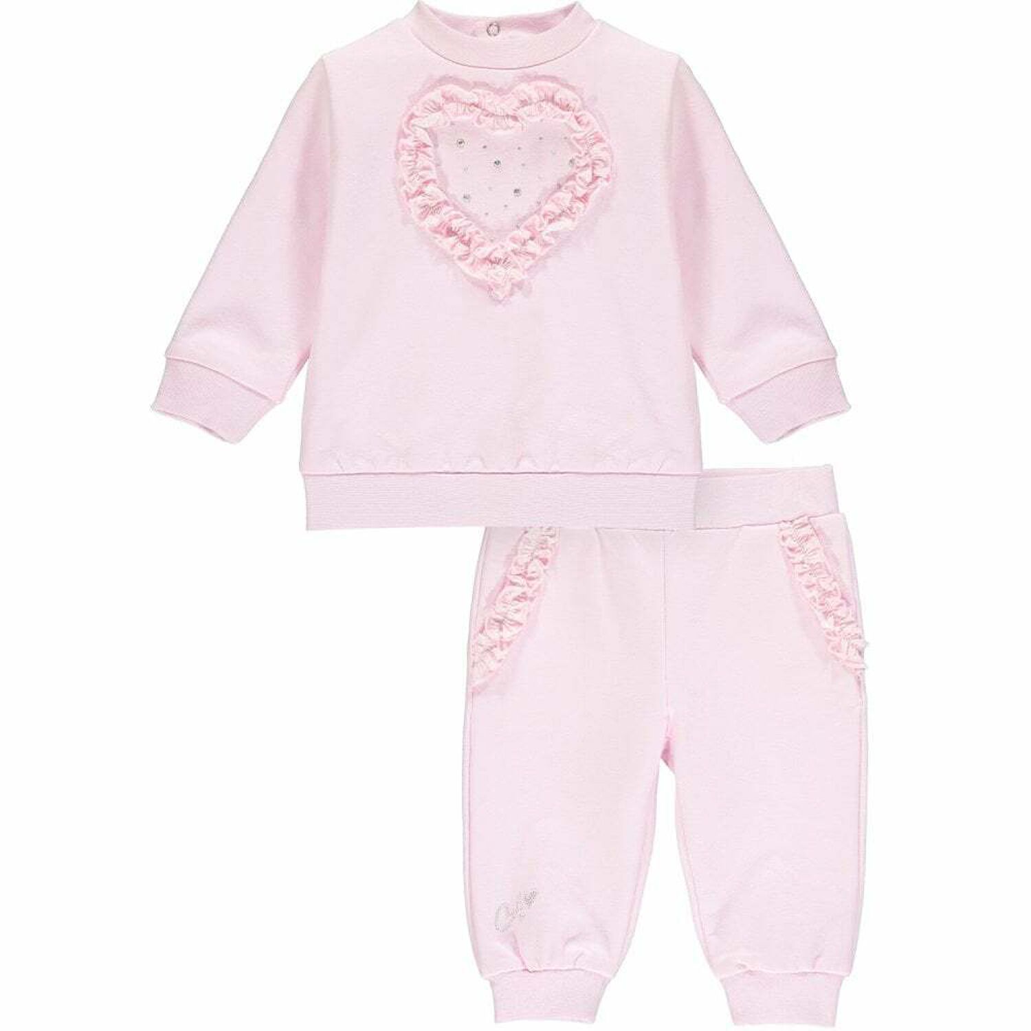 Younger Girls Pink Heart Tracksuit, 1, hi-res image number null