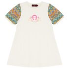 Girls Ivory Logo Dress, 1, hi-res