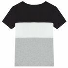 Boys Grey, Black & White Logo T-Shirt, 2, hi-res