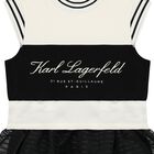 Girls Ivory & Black Logo Dress, 1, hi-res