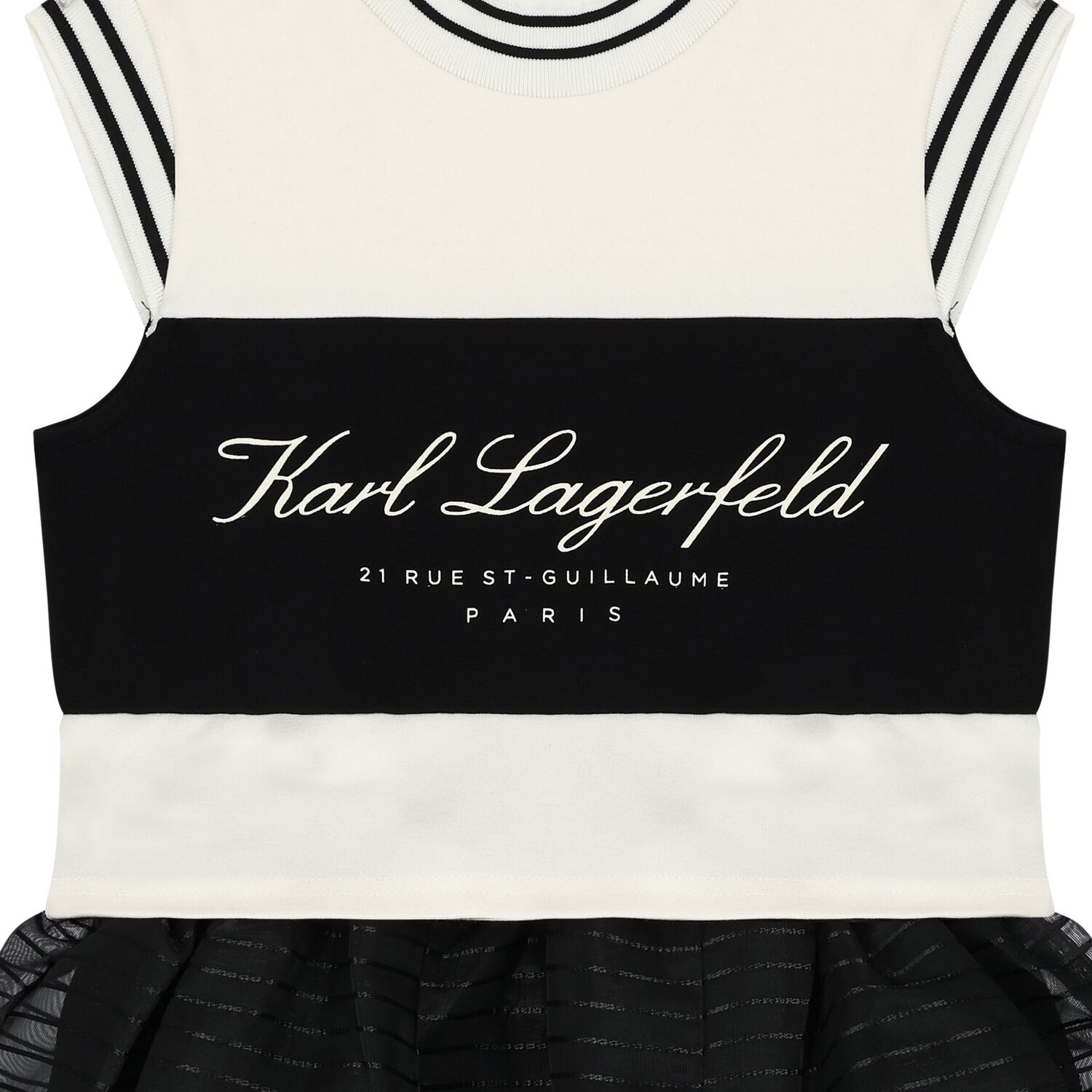 Girls Ivory & Black Logo Dress, 1, hi-res image number null