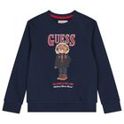 Boys Navy Blue Teddy Bear Sweatshirt, 4, hi-res