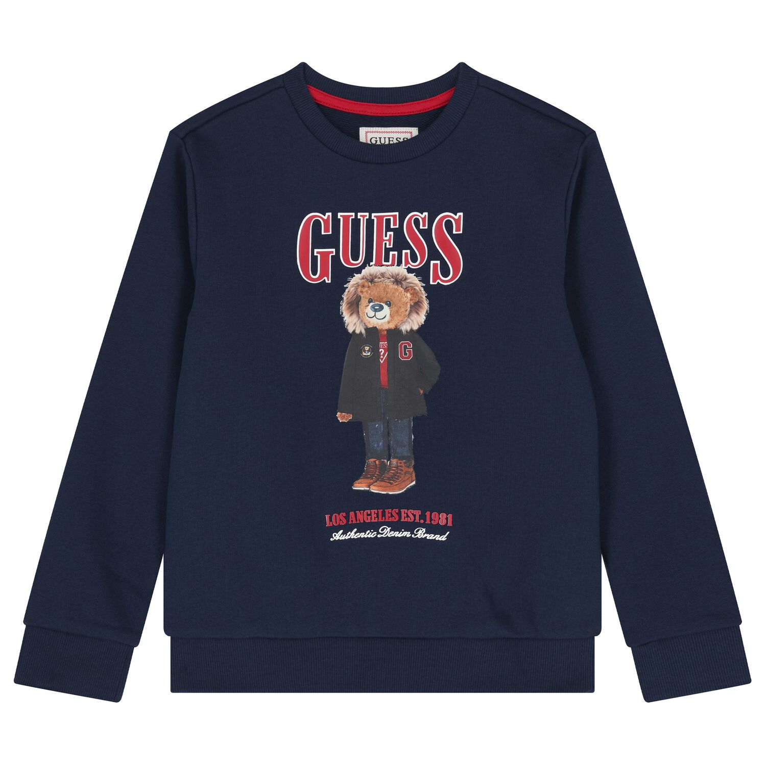 Boys Navy Blue Teddy Bear Sweatshirt, 4, hi-res