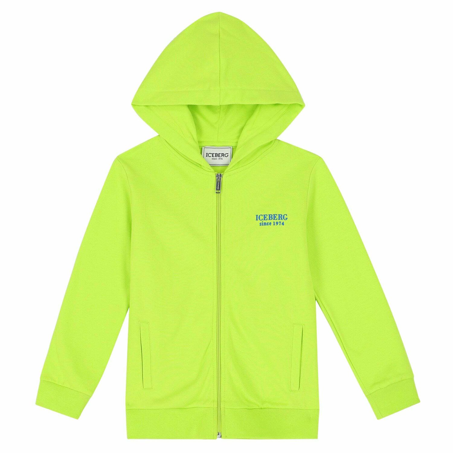 Boys Neon Green Logo Zip Up Top , 1, hi-res image number null