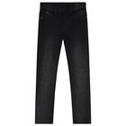 Girls Black Denim Jeggings, 1, hi-res