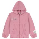 Girls Pink Hooded Zip Up Top, 1, hi-res