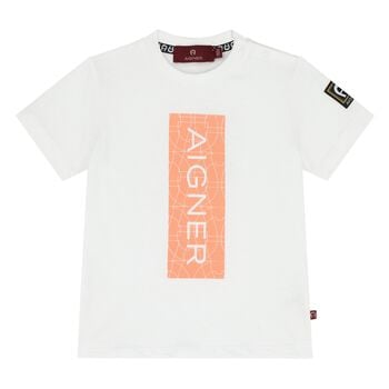 Younger Boys White Logo T-Shirt