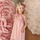Girls Pink Chiffon Cape Dress , 1, hi-res