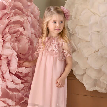 Girls Pink Chiffon Cape Dress 
