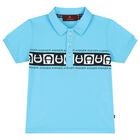 Younger Boys Blue & Navy Logo Polo Shirt, 2, hi-res