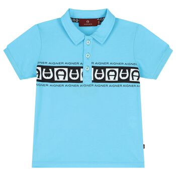 Younger Boys Blue & Navy Logo Polo Shirt