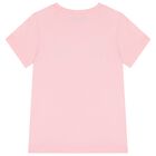 Girls Pink Teddy Bear Logo T-Shirt, 4, hi-res