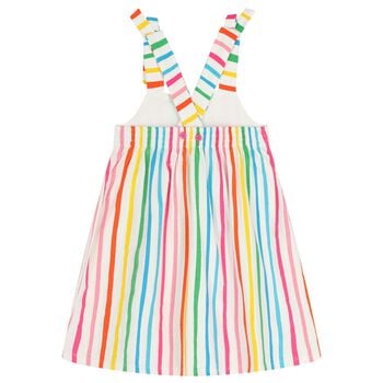 Girls Multi-Coloured Bow Striped Dress