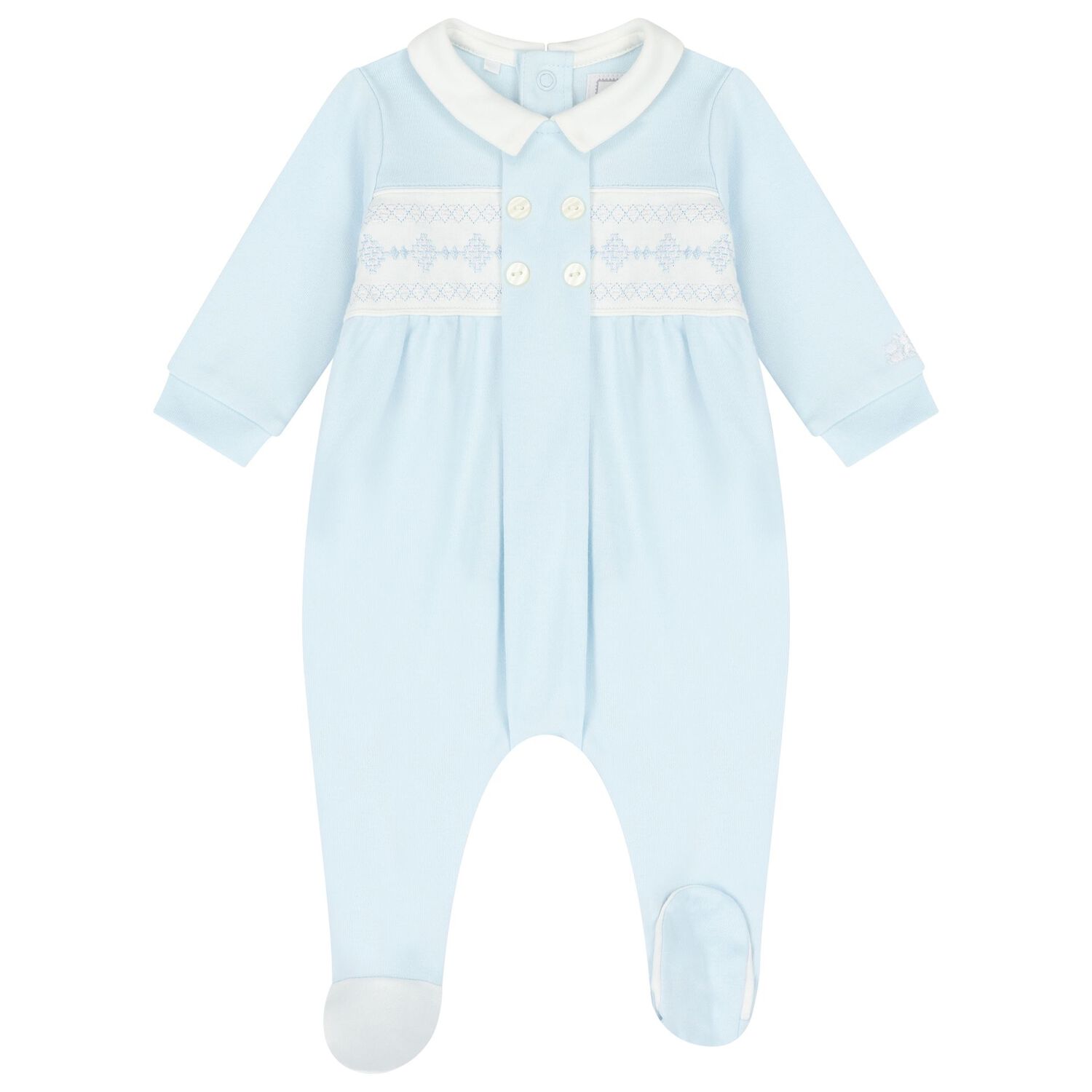 Baby Boys Blue & White Babygrow, 1, hi-res image number null