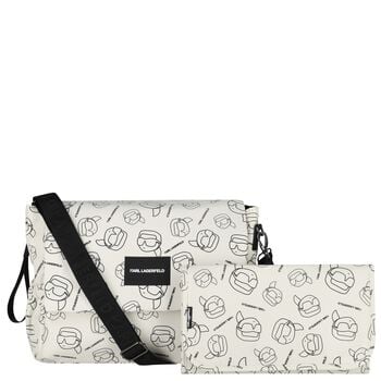 White Ikonik Karl Logo Changing Bag