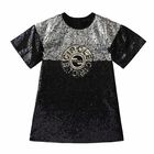 Girls Black & Silver Embellished Dress, 1, hi-res