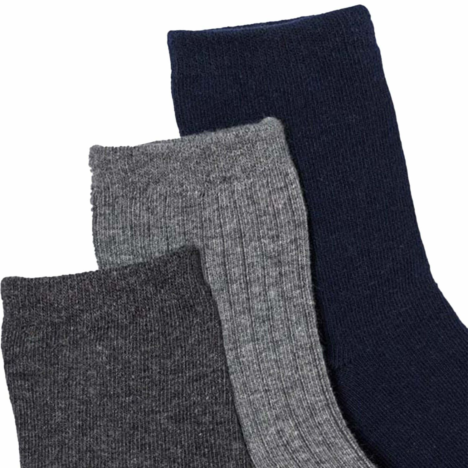 Boys Grey & Navy Socks (3 Pack), 1, hi-res