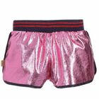 Girls Pink Faux Leather Shorts, 1, hi-res