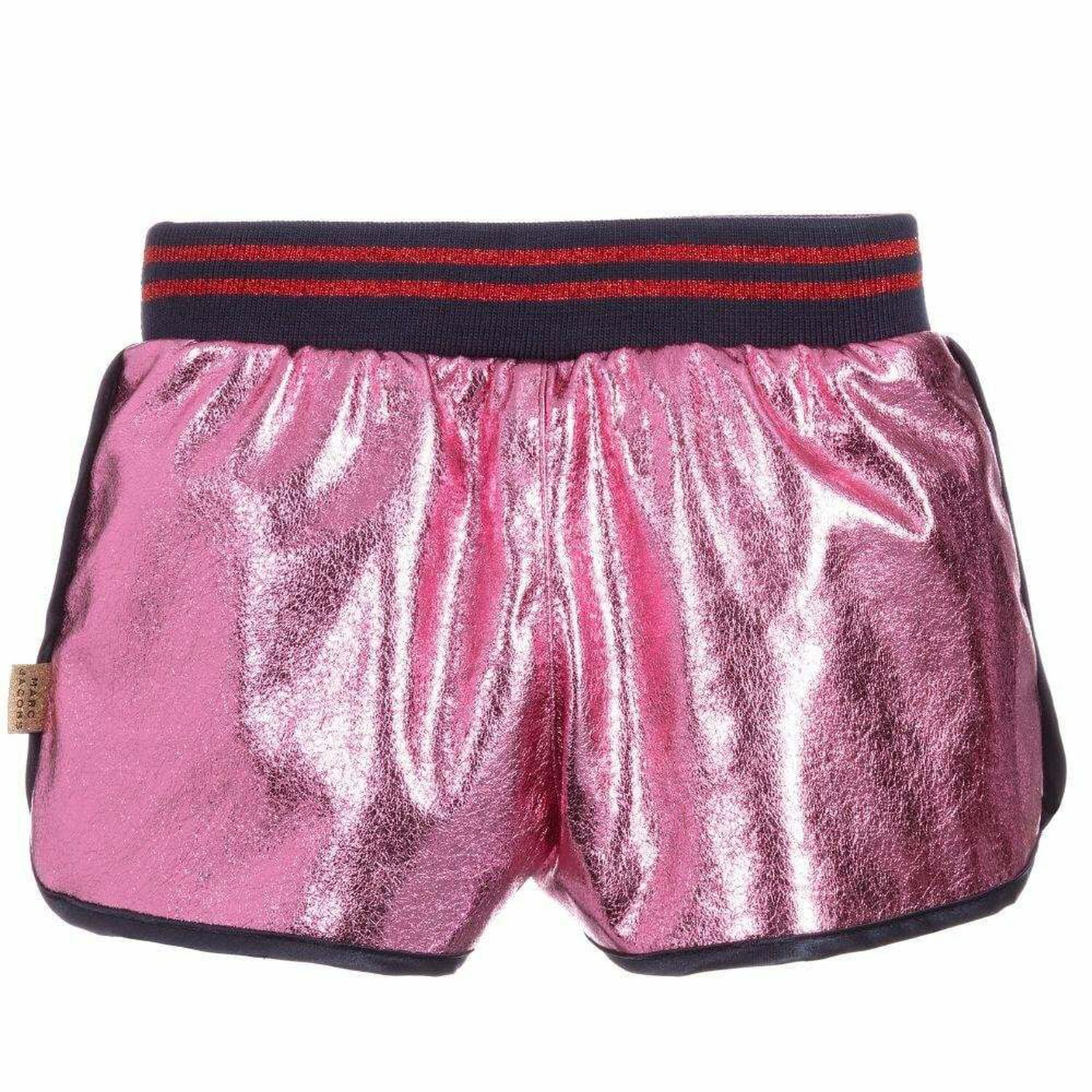 Girls Pink Faux Leather Shorts, 1, hi-res