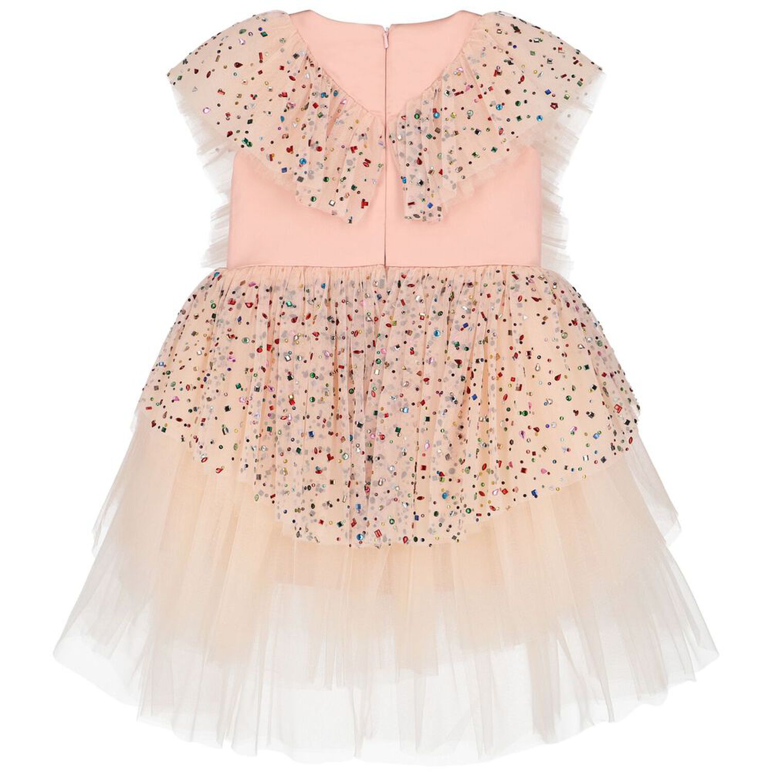 Girls Pink Embellished Tulle Dress, 1, hi-res image number null