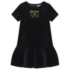Girls Black Logo Dress, 1, hi-res