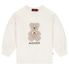 Girls Ivory Teddy Bear Logo Sweatshirt, 1, hi-res