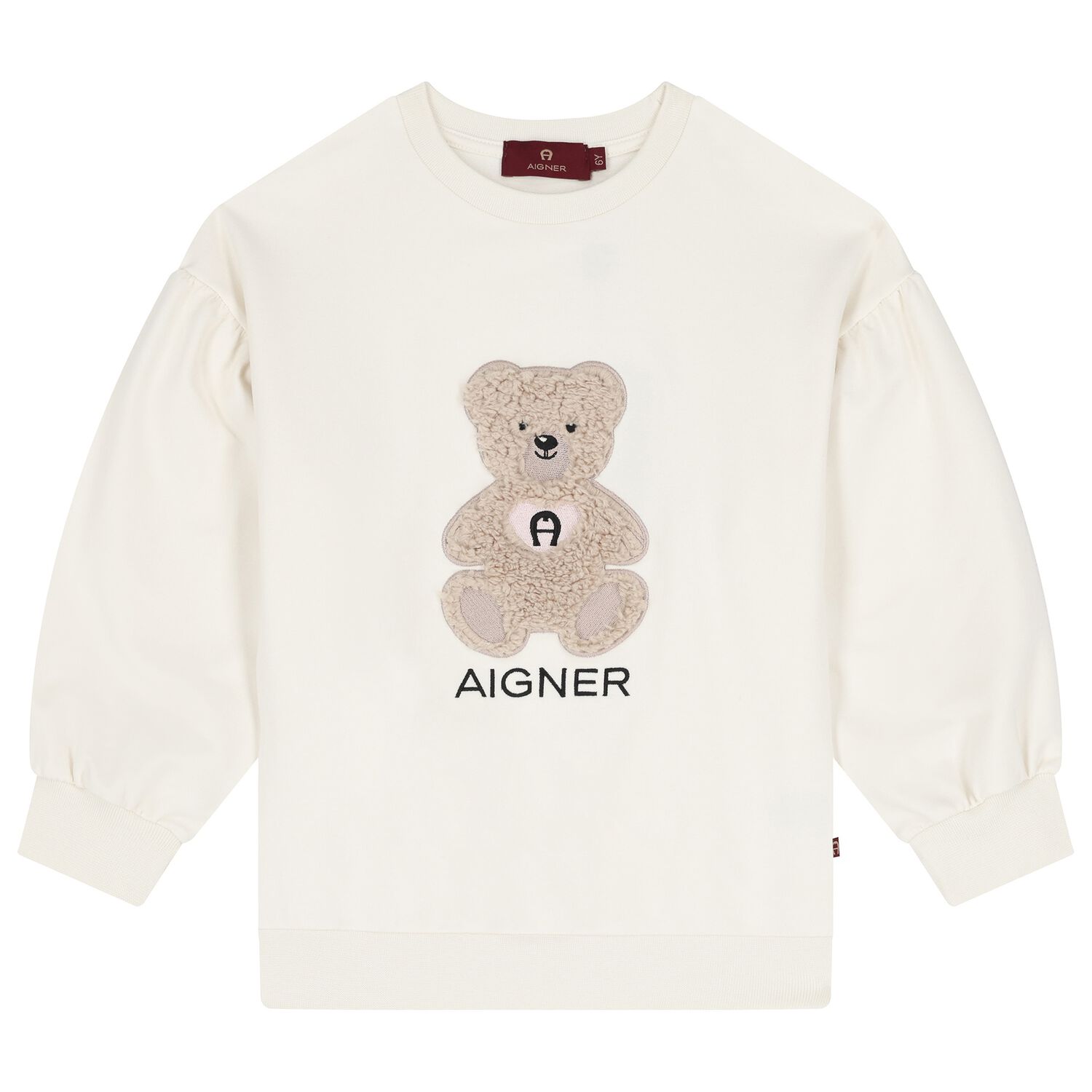 Girls Ivory Teddy Bear Logo Sweatshirt, 1, hi-res