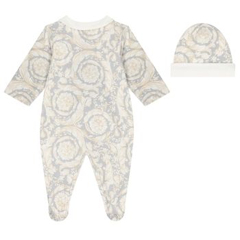 Baby Girls Grey Barocco Babygrow Gift Set
