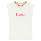 Girls White Love Top, 1, hi-res
