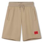 Boys Beige Logo Shorts, 2, hi-res