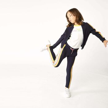 Girls Navy Logo Joggers