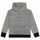 Boys Black & White Logo Hooded Top, 1, hi-res