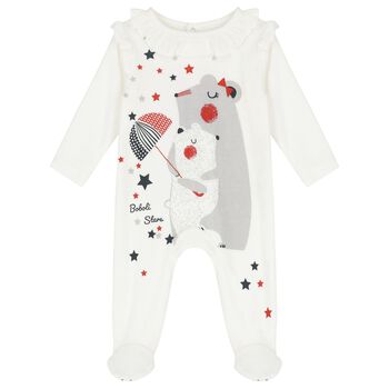 Baby Girls Ivory Mouse Babygrow