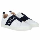 Girls White Logo Trainers, 1, hi-res