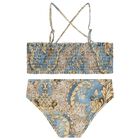 Girls Beige & Blue Floral Bikini, 1, hi-res