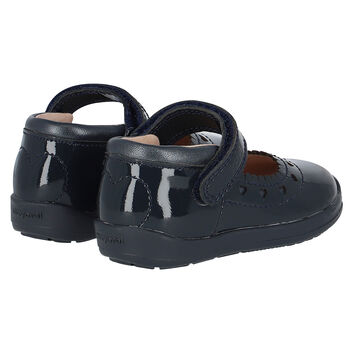 Girls Navy Blue Patent First Walker Shoes