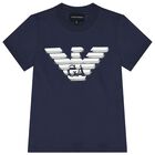 Boys White & Navy Blue Logo T-Shirts ( 3-Pack ), 1, hi-res