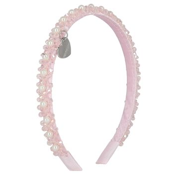 Girls Pink Logo Pearl Headband