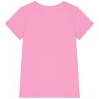 Girls Pink Glittery Logo T-Shirt, 2, hi-res