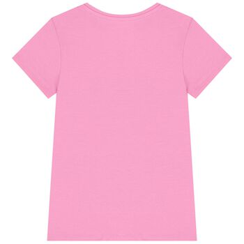 Girls Pink Glittery Logo T-Shirt